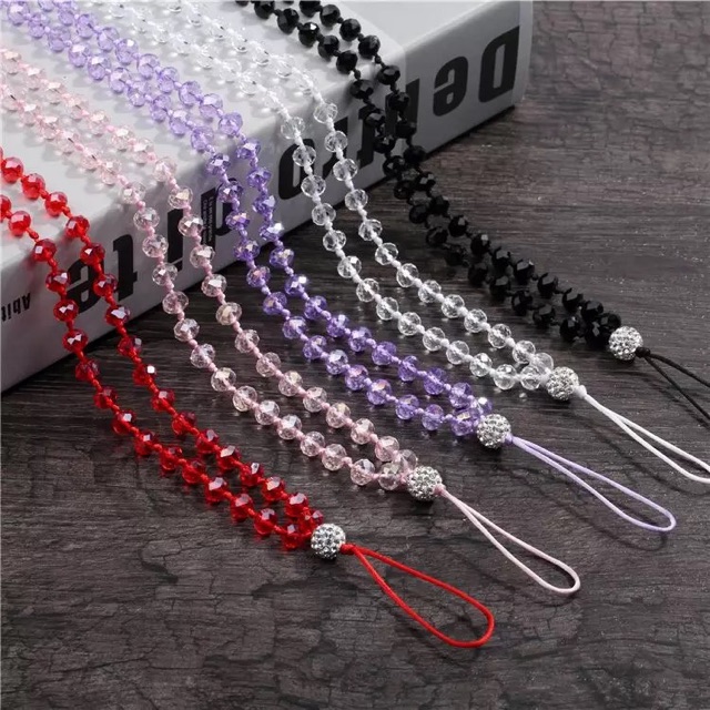 Dây đeo điện thoại, dây đeo bảng tên pha lê handmade