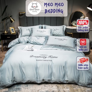 Bộ 4 Món Chăn Ga Gối Dream City Home Lụa Cao Cấp - Meo Meo Bedding