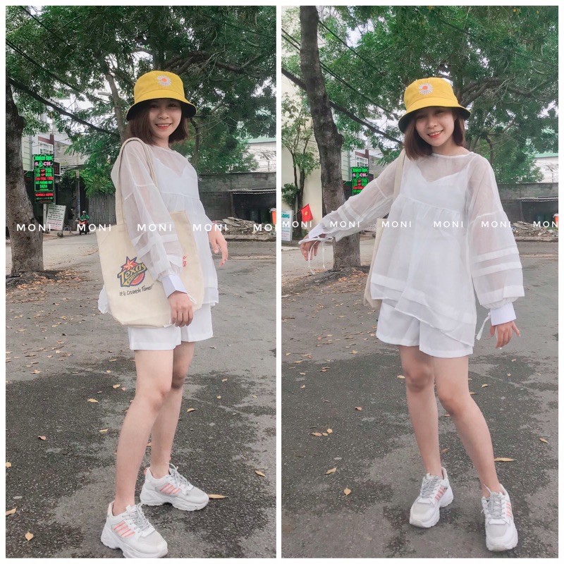 Set bộ áo babydoll short đen tay phồng nơ 🌻 | BigBuy360 - bigbuy360.vn