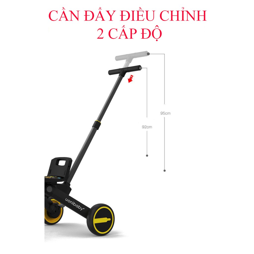 [MẪU MỚI 2021] Xe chòi chân 3 bánh kiêm xe đẩy hai chiều em bé Uonibaby 5in1(Đức), gấp gọn, dành cho bé từ 1- 5 tuổi