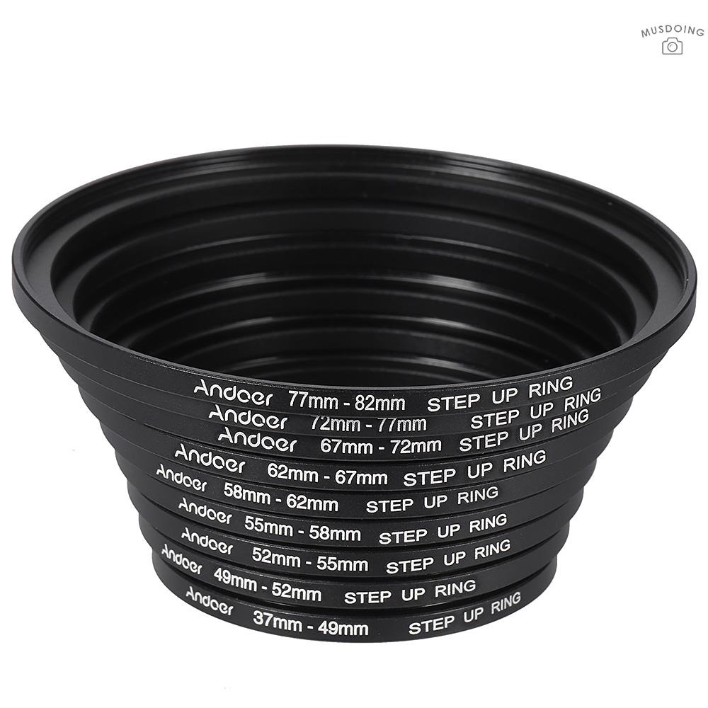 ღ  Andoer 18pcs 37-49-52-55-58-62-67-72-77-82mm Step Up / Step Down Lens Filter Metal Adapter Ring Kit