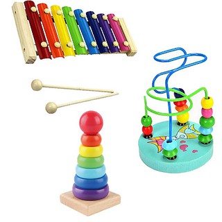 Đồ chơi gỗ combo 3 món phát triển trí tuệ cho bé