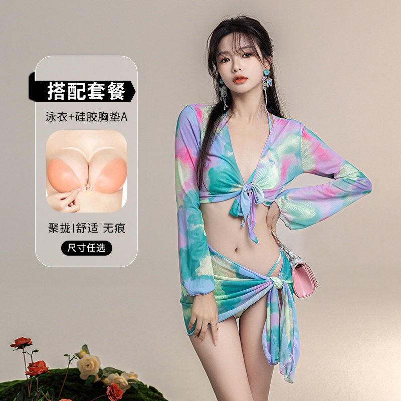 Bikini đi biển 3 mảnh bộ đồ bơi nữ sexy đẹp gợi cảm du lịch màu loang mẫu mới kiểu dáng Âu Mỹ  2022 MN38 DK7T105
