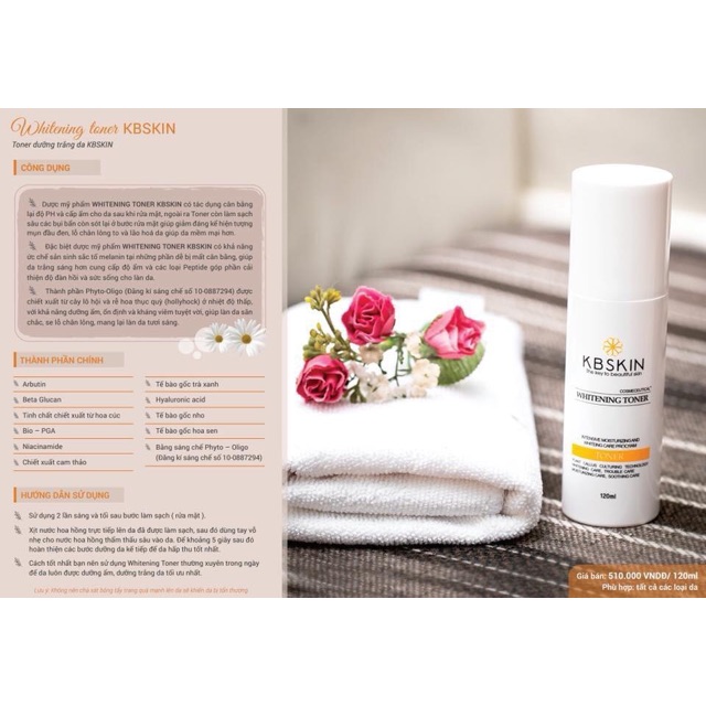 WHITENING TONER KBSKIN – TONER DƯỠNG TRẮNG KBSKIN