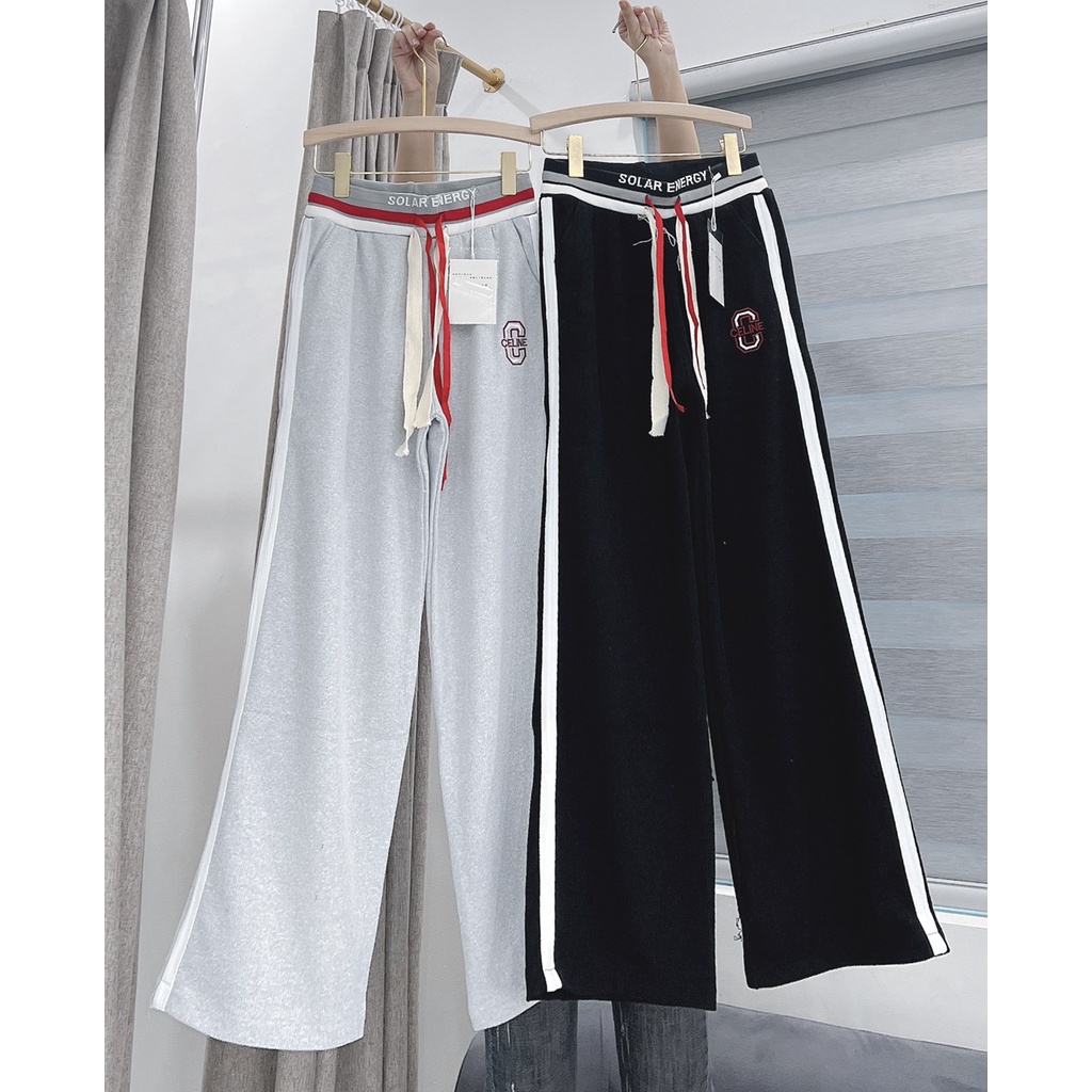 Quần Ống Rộng Thể Thao 2 Dây Nam Nữ Dáng Rộng Ống Suông Nhiều Màu Đai Chữ