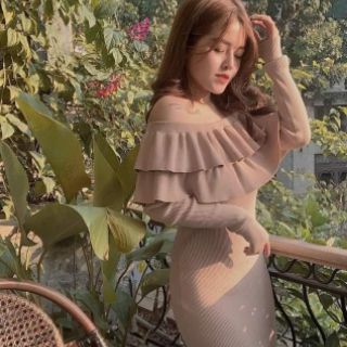 Váy len body trễ vai