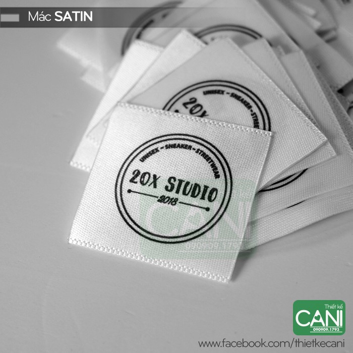 50c Mác satin in theo yêu cầu  Nhãn quần áo Nhãn mác vải CANI