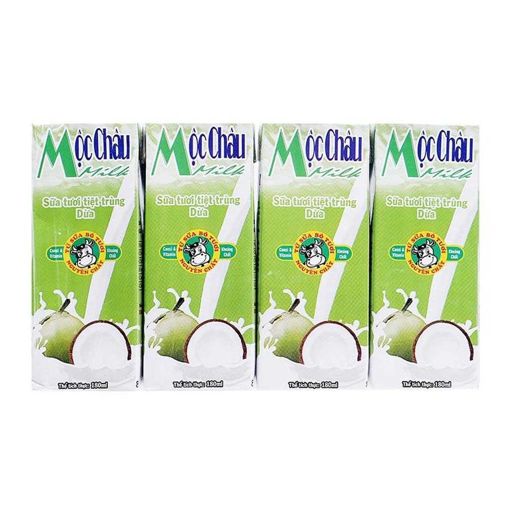 Sữa Tươi Tiệt Trùng Mộc Châu Vị Dừa Thùng 48 Hộp x 180ml