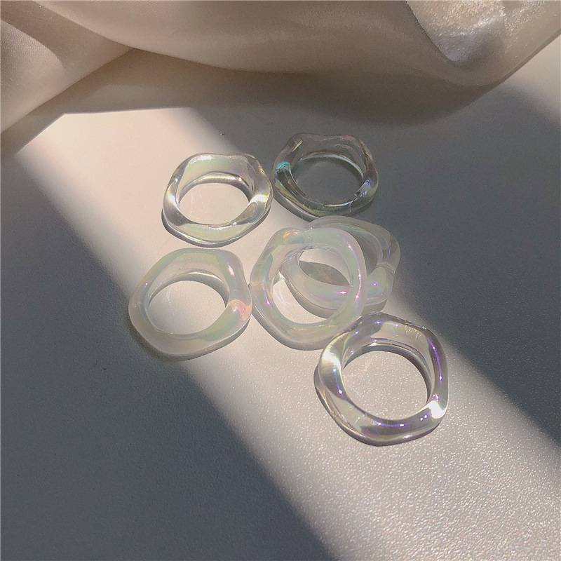 Nhẫn acrylic trong suốt hình hoa phong cách Hàn Quốc thời trang đơn giản cho nữ