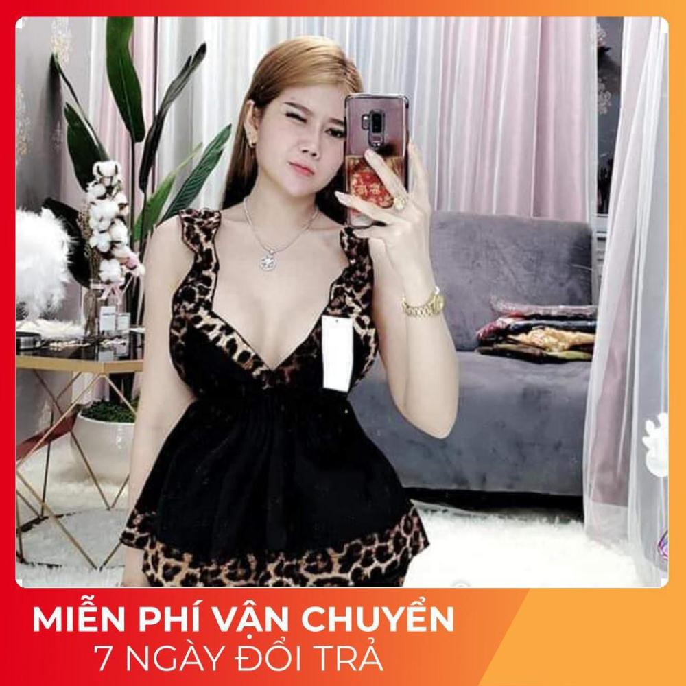 ❤FREESHIP❤ Đồ Mặc Nhà Đồ Ngủ Nữ  Đồ Ngủ Sexy Phi Lụa Phối Beo Có Mút Ngực <60Kg | BigBuy360 - bigbuy360.vn