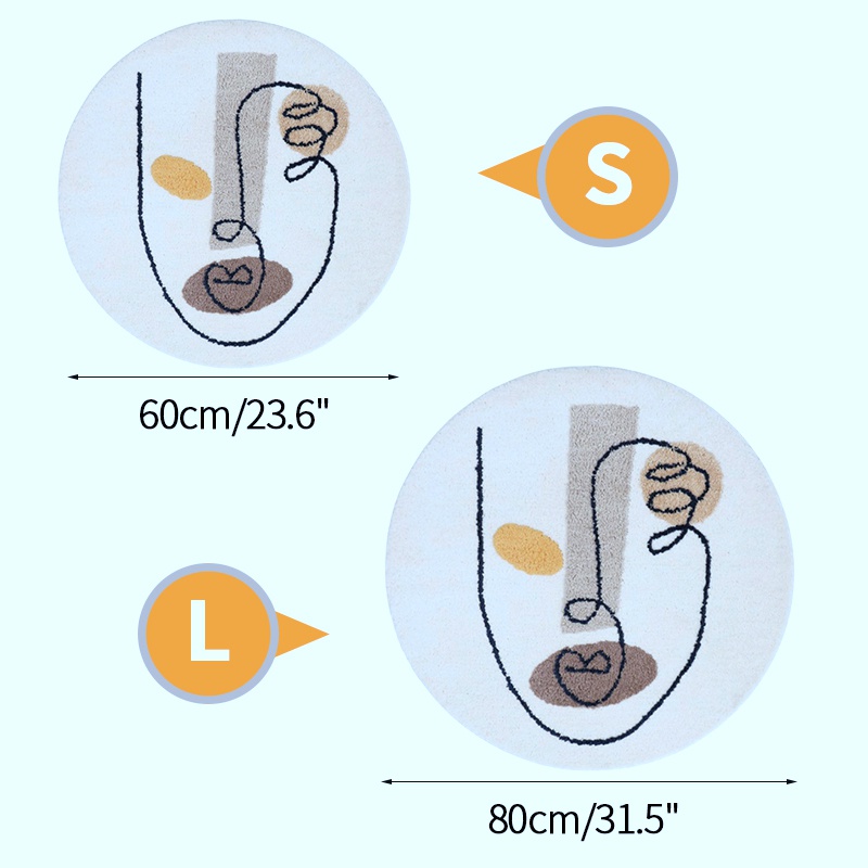 Thảm lót sàn chất liệu mềm mại chống trượt hình tròn phong cách Bắc Âu hiện đại