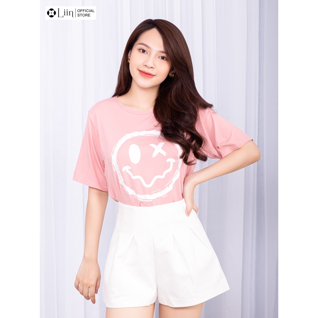 Áo Phông nữ chất liệu thun in hình Smile kiểu dáng trẻ trung, năng động Liin Clothing A2169