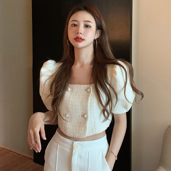 Áo sơ mi kiểu nữ tay bồng Emilyshop ulzzang