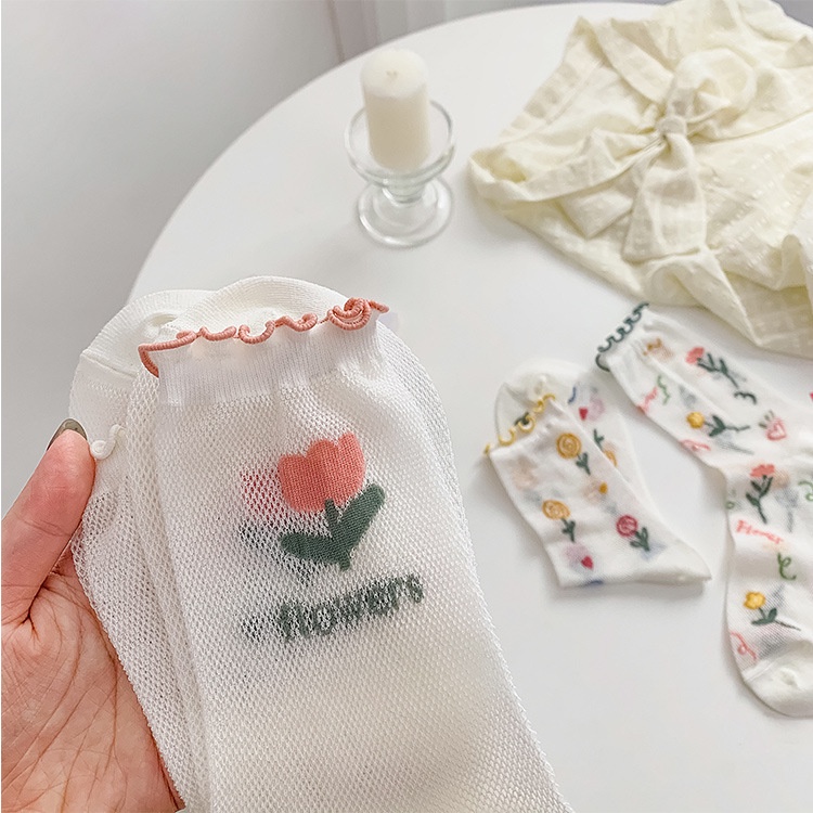 Hàng Mới Về Mới Đôi Tất Ren Lưới Thoáng Khí Phong Cách Nhật Bản Cho Nữ