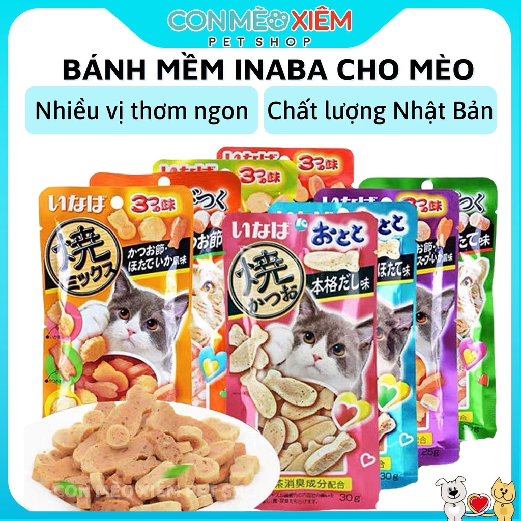 Bánh thưởng cho mèo Inaba mềm 25g  ăn snack vặt huấn luyện mèo con lớn Con Mèo Xiêm