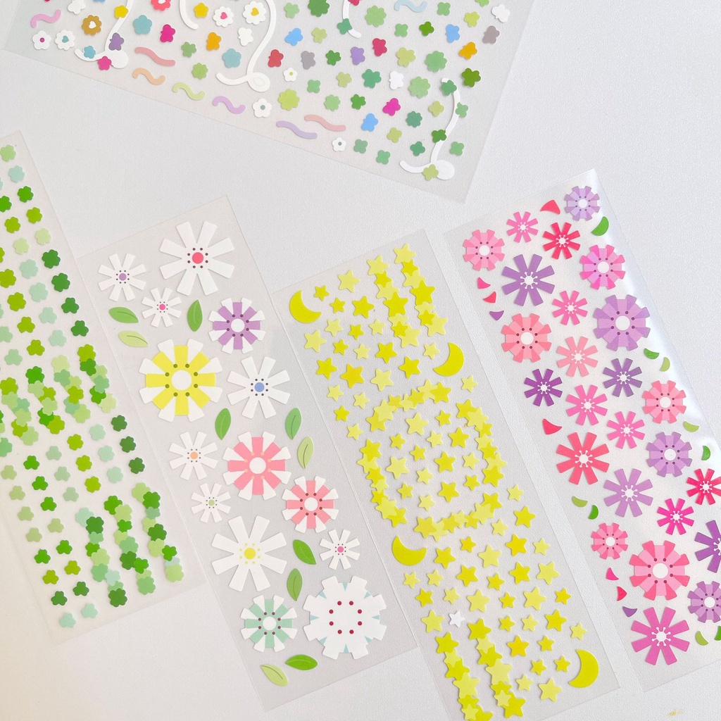 Tấm sticker giấy hoa, sao dễ thương