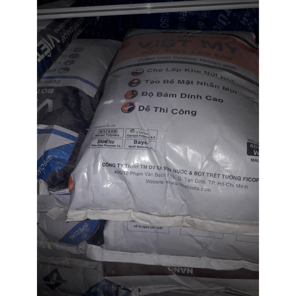HÀNG TỐT 1Kg BỘT TRÉT TƯỜNG CAO CẤP VIỆT MỸ NỘI, NGOẠI THẤT NANO VIỆT MỸ Chiết kẻ 1Kg