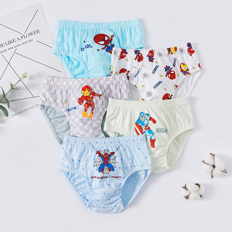 [THOMAS KIDS] 5 Cái Đồ Lót Trẻ Em Cậu Bé Bông Phim Hoạt Hình Người Nhện Người Biến Hình Rừng Thế Giới Mô Hình Cậu Bé Đồ Lót Quần Lót cho 3-12 Năm Bán Buôn Có Sẵn