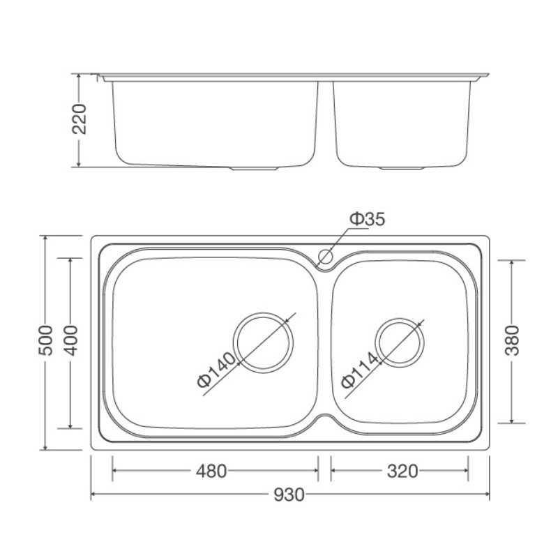 Chậu Rửa Chén Malloca MS 8804 - Inox 304 - Ngang 98cm