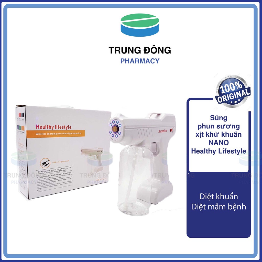 Súng phun sương xịt khử khuẩn NANO Healthy Lifestyle,máy khử trùng cầm tay kèm tia cực tím - Trung Đông Pharmacy