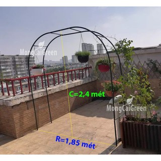 Khung cổng vòm 19mm màu xanh cho hoa leo - sắt 19mm 2,4 x 1,85 mét