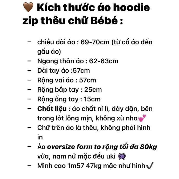 Áo Hoodie zip thêu chữ Bébé (ảnh thật shop chụp kèm video) | BigBuy360 - bigbuy360.vn