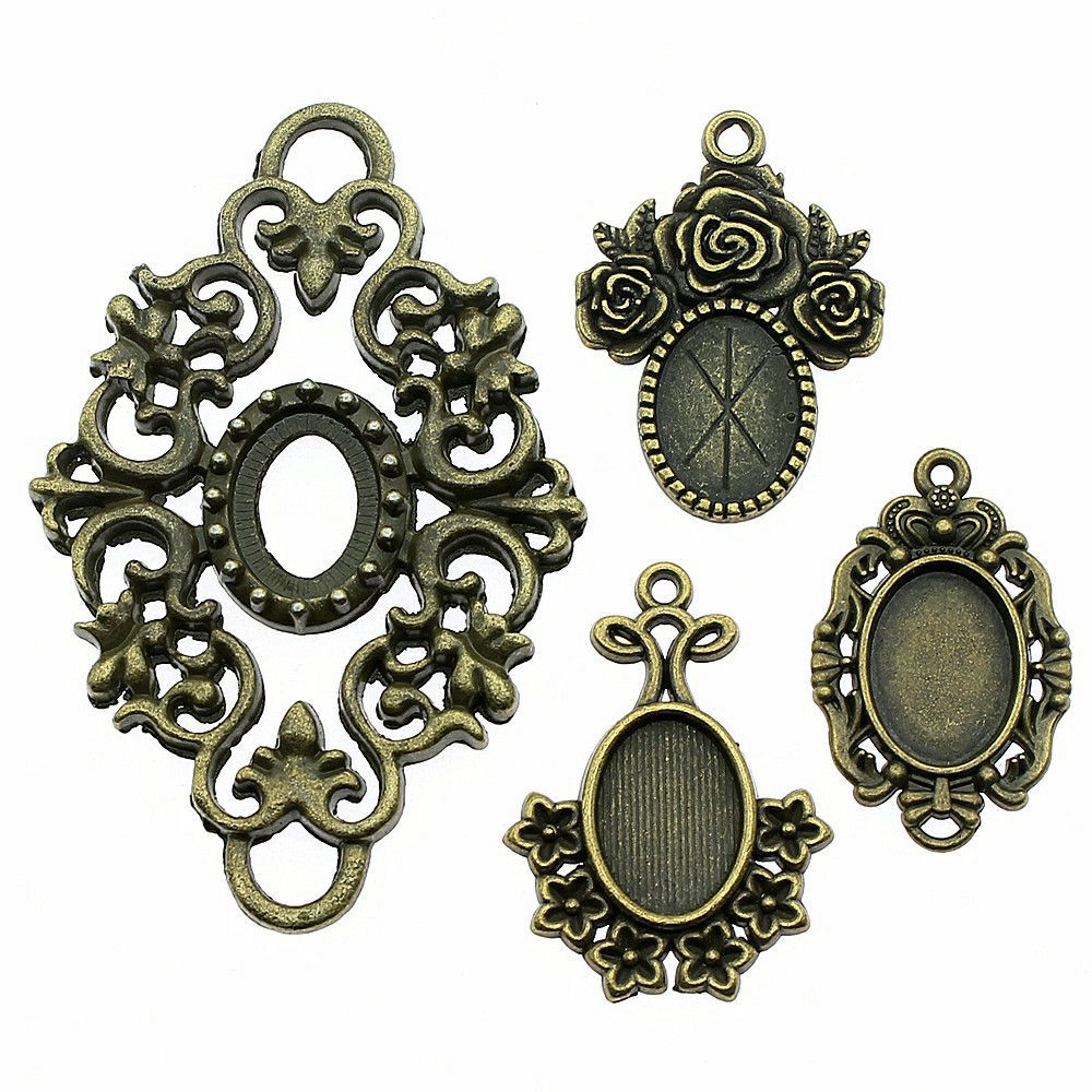CHARMS Hạt Xâu Làm Trang Sức Hình Oval 10x14mm