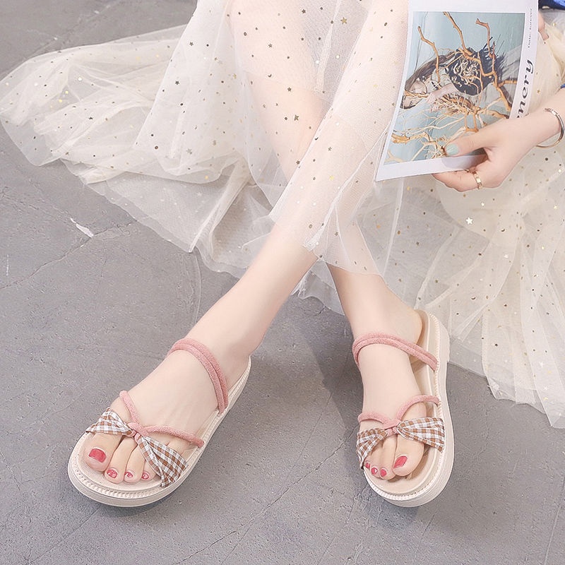 Xăng đan Đế Bằng Thời Trang Mùa Hè Hàn Quốc Mới 2 Kiểu Mang Phong Cách Roman