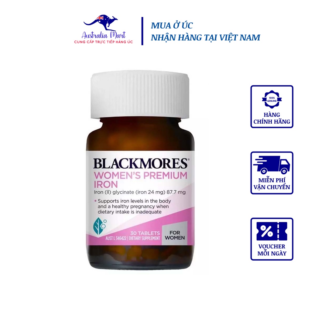 Viên Uống Blackmores Iron For Woman Bổ Sung Sắt Cho Bà Bầu Cải Thiện Thiếu Máu 30 Viên