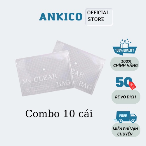 Combo 10 túi đựng hồ sơ My Clear Bag túi đựng tài liệu có cúc bền đẹp ANKICO