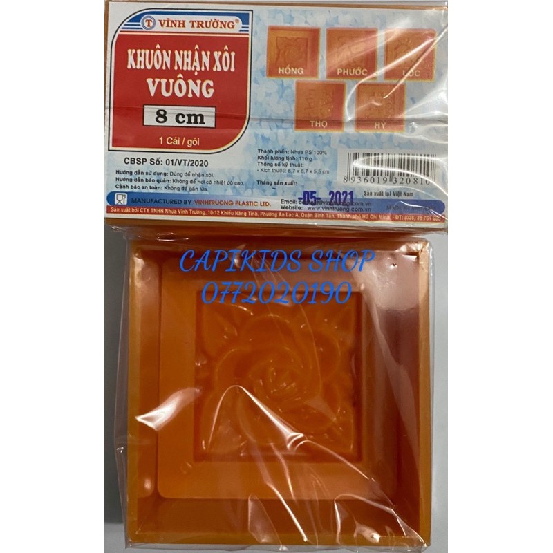 Khuôn nhận xôi hình vuông kích thước 8cm - 10cm - 12cm