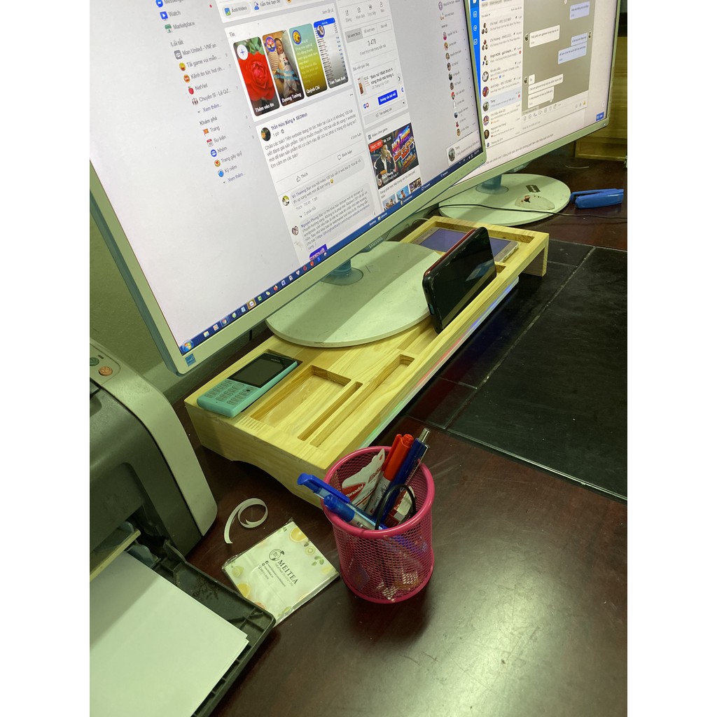 ❤️ Kệ Gỗ Trang Trí Bàn Làm Việc ❤️ Bằng Gỗ Thông Tự Nhiên Dùng Để  Kê Màn Hình Máy Tính, iMac, Laptop và Phụ Kiện