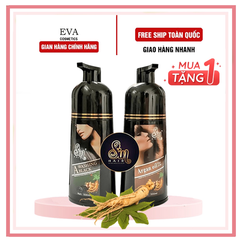 Dầu gội phủ bạc Sin Hair, dầu gội khô nhuộm tóc số 1 Nhật Bản, 1 chai 500ml