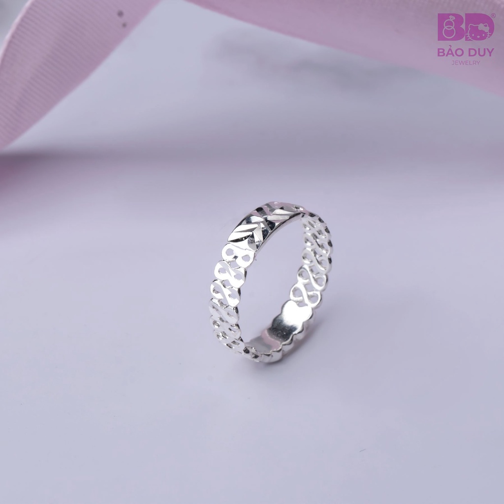 Nhẫn bạc unisex đai khoét hình vô cực siêu hot Bảo Duy Jewelry - SN1611