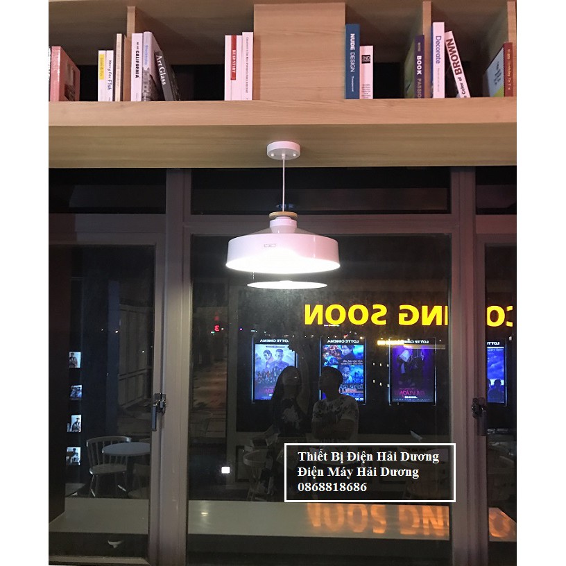 Chao đèn tròn nắp gỗ decor phong cách Bắc Âu TN123 (Trắng/Đen)