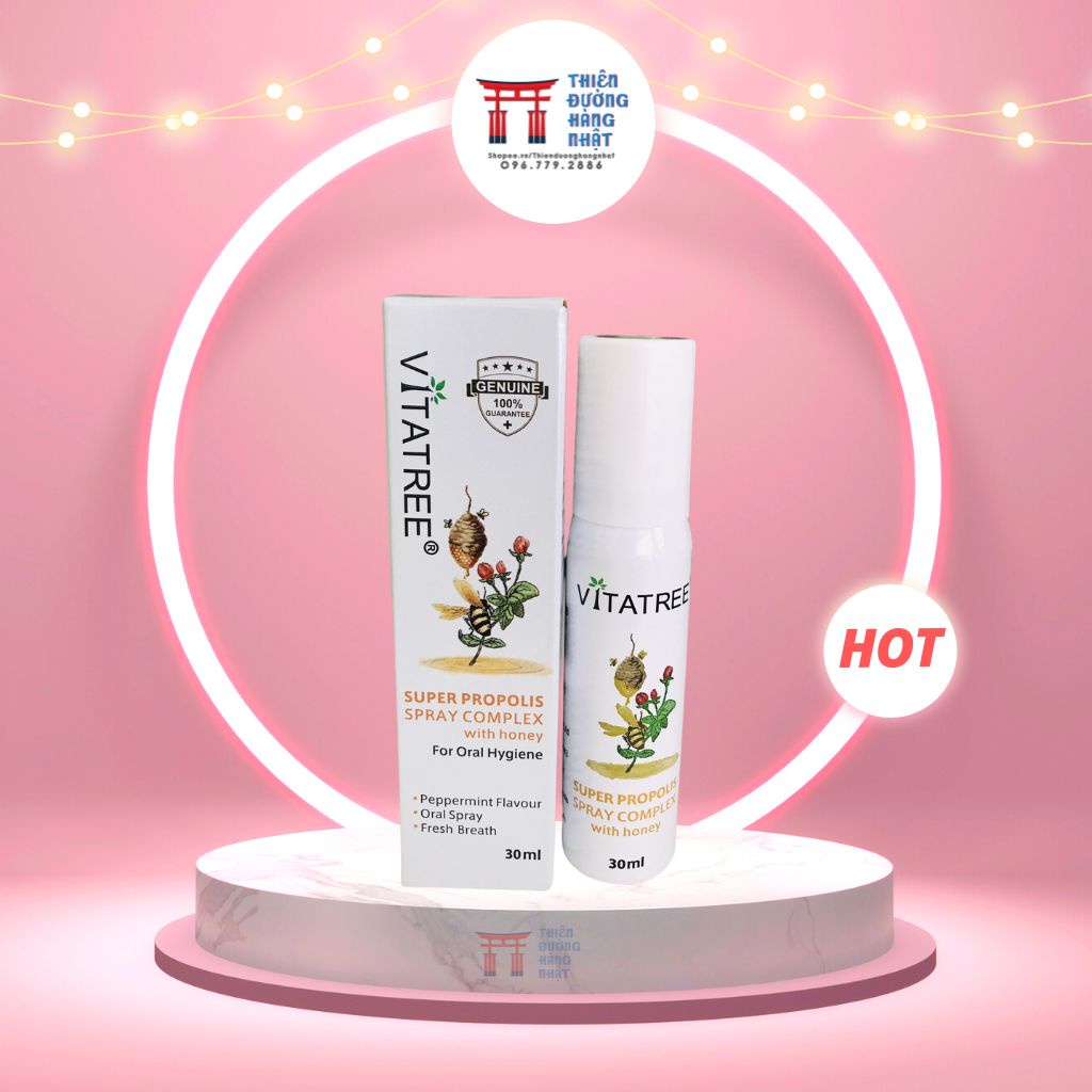 Xịt keo ong Vitatree Úc Super Propolis Spray complex with Honey dứt điểm cơn ho cho bé từ 2 tuổi [Date 2025]