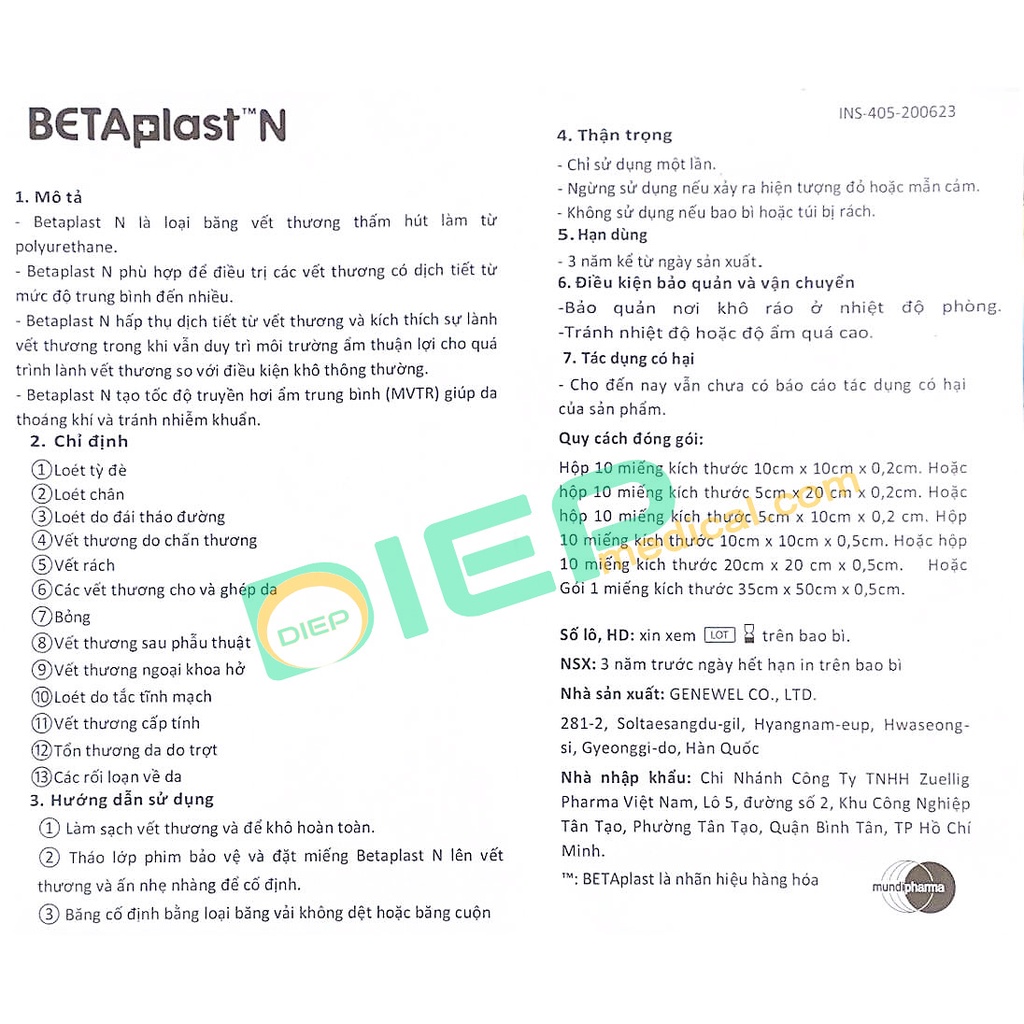 ✅ BETAPLAST N 10x10cm - Băng gạc siêu thấm hút, tạo môi trường ẩm giúp nhanh lành vết thương