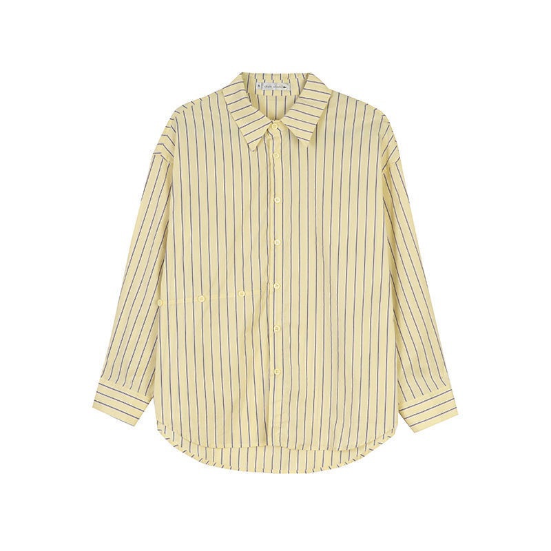 Áo sơ mi nữ dài tay áo kiểu cổ bẻ vintage công sở form rộng basic vạt lệch phong cách Hàn Quốc S3T5-6