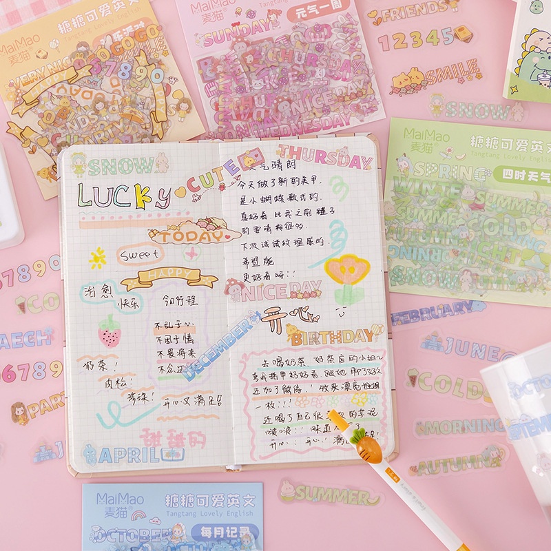 Sticker Dán Tường Chống Thấm Nước Họa Tiết Chữ Tiếng Anh Dễ Thương