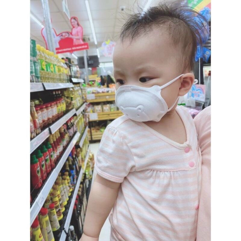 Khẩu trang cho bé hình gấu 3D UNI MASK cho bé 0-3 tuổi