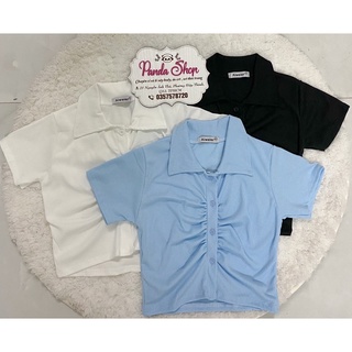 Áo thun crt cổ bẻ nhún