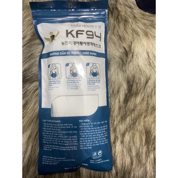 Hộp 10 cái khẩu trang KF94 My O2 - H2T, kháng khuẩn, chống bụi, màu trắng 【】