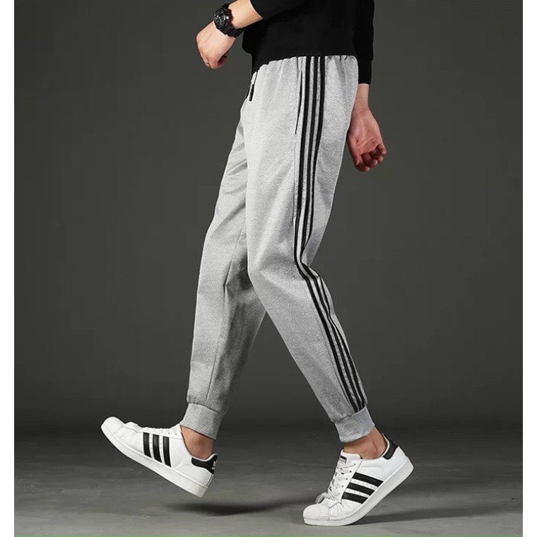 Quần Jogger 3 Sọc Rút Dây - Ống Rộng Thể Thao Unisex Nam Nữ Dáng Ulzzang Ống Bo Lưng Thun vải co dãn ,mềm mịn