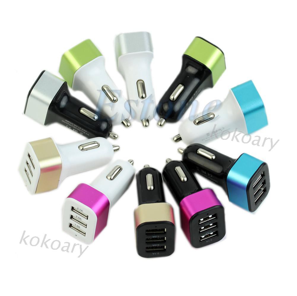 Bộ Sạc Trên Xe Hơi 3 Cổng Usb 5.1a Cho Iphone Samsung Tablet Cell Phone Mp3