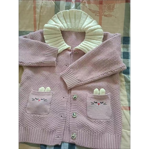 Áo khoác len cardigan bé gái, chất len đanh mượt, không xù