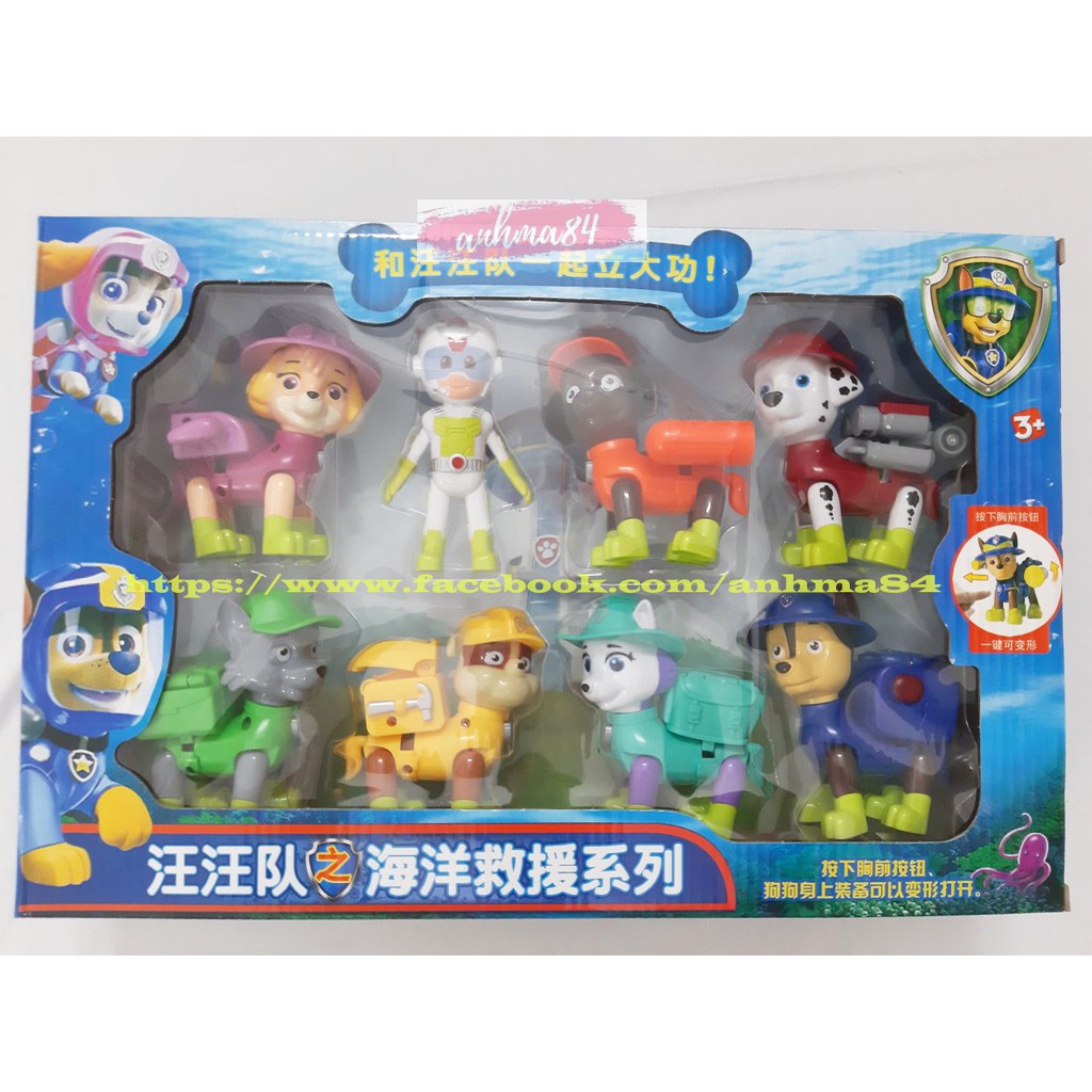 MÔ HÌNH ĐỒ CHƠI BIỆT ĐỘI CHÓ CỨU HỘ PAW PATROL - NO.GG5 - 08 NHÂN VẬT - SIÊU ĐẸP