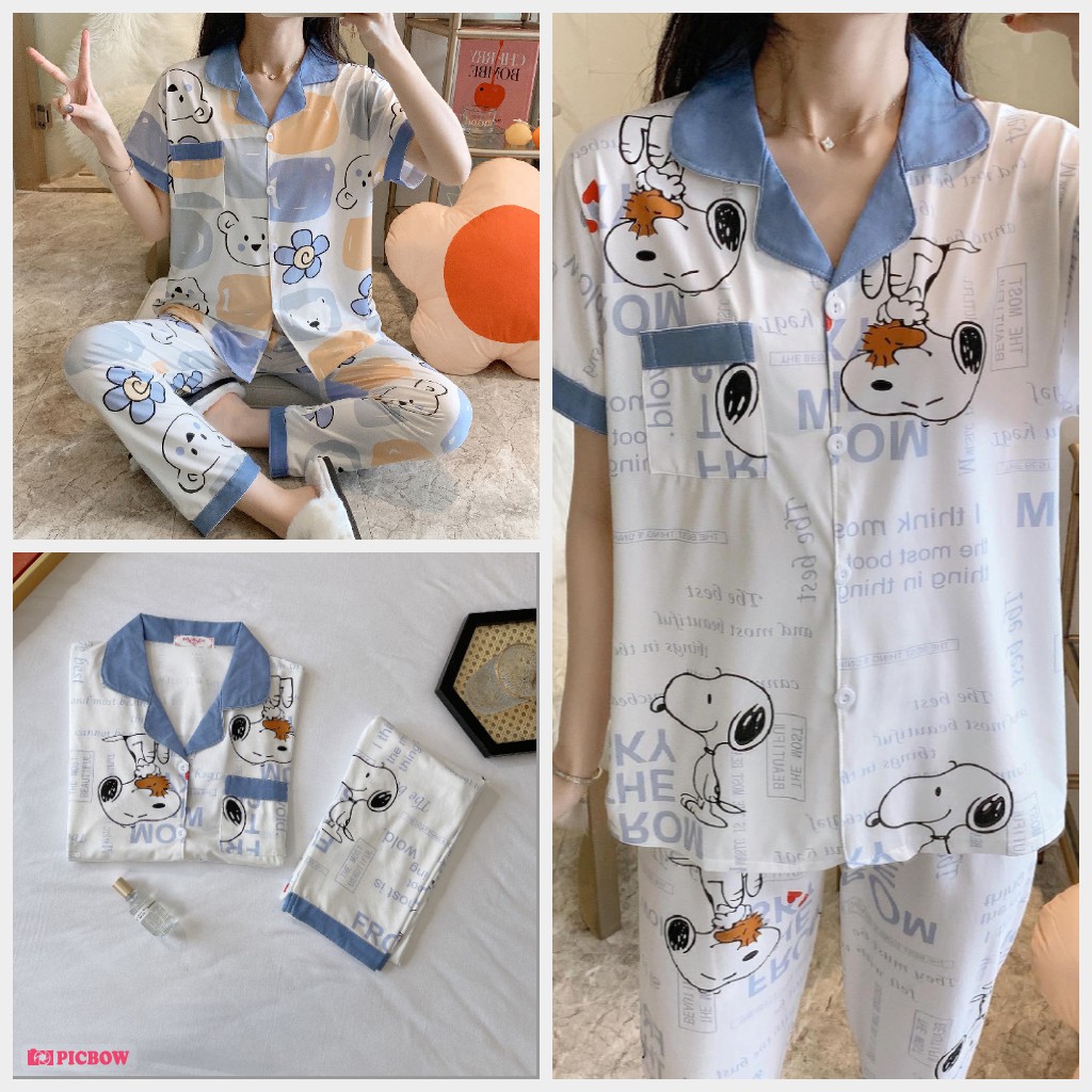 Pijama, Bộ Ngủ Nữ Cộc Dài Họa Tiết Xinh Xắn Kute Mã CDCP02