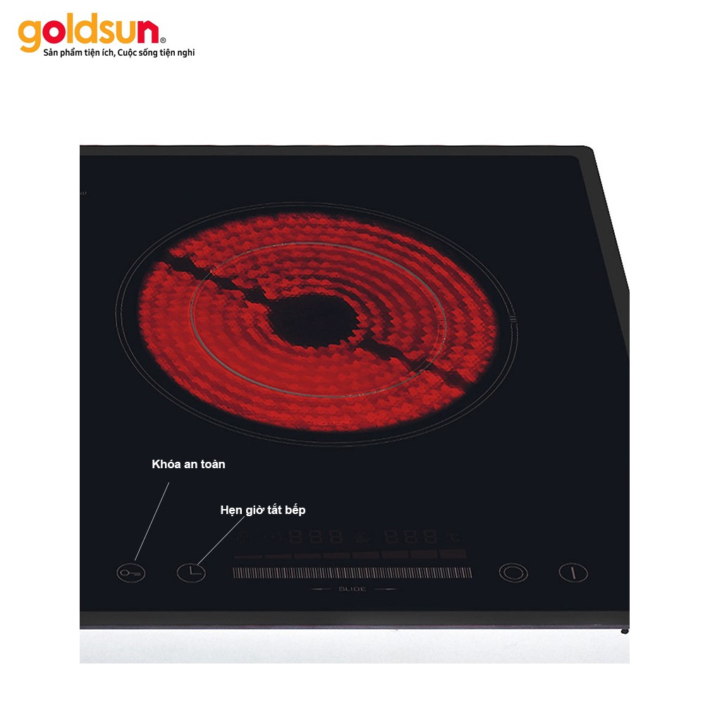 Bếp điện đôi 🍀FREE SHIP🍀 bếp điện từ GOLDSUN CH-GYL28 (1 vùng từ + 1 vùng hồng ngoại) Điều khiển bằng cảm ứng