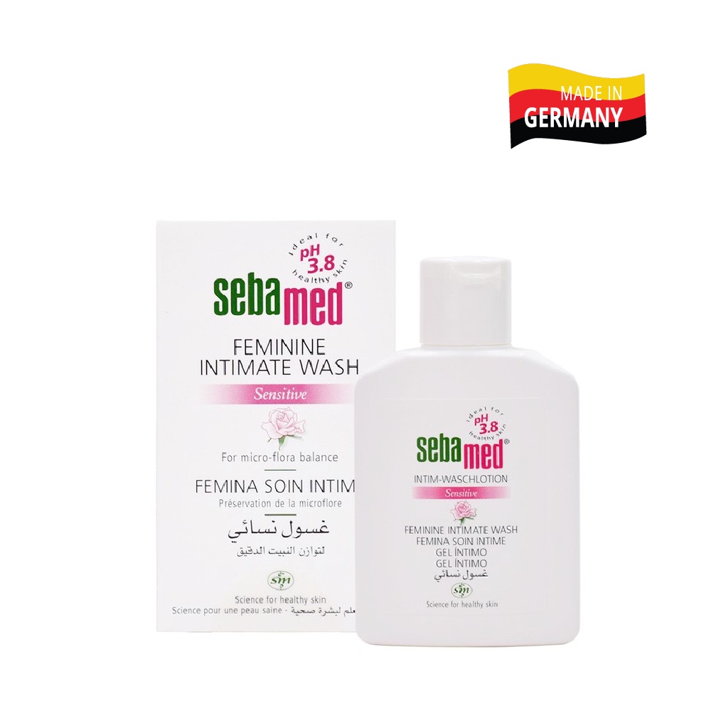 Combo 2 chai Dung dịch vệ sinh phụ nữ chuẩn cân bằng pH vùng kín Feminine Intimate Wash Sebamed pH3.8 200ml/chai