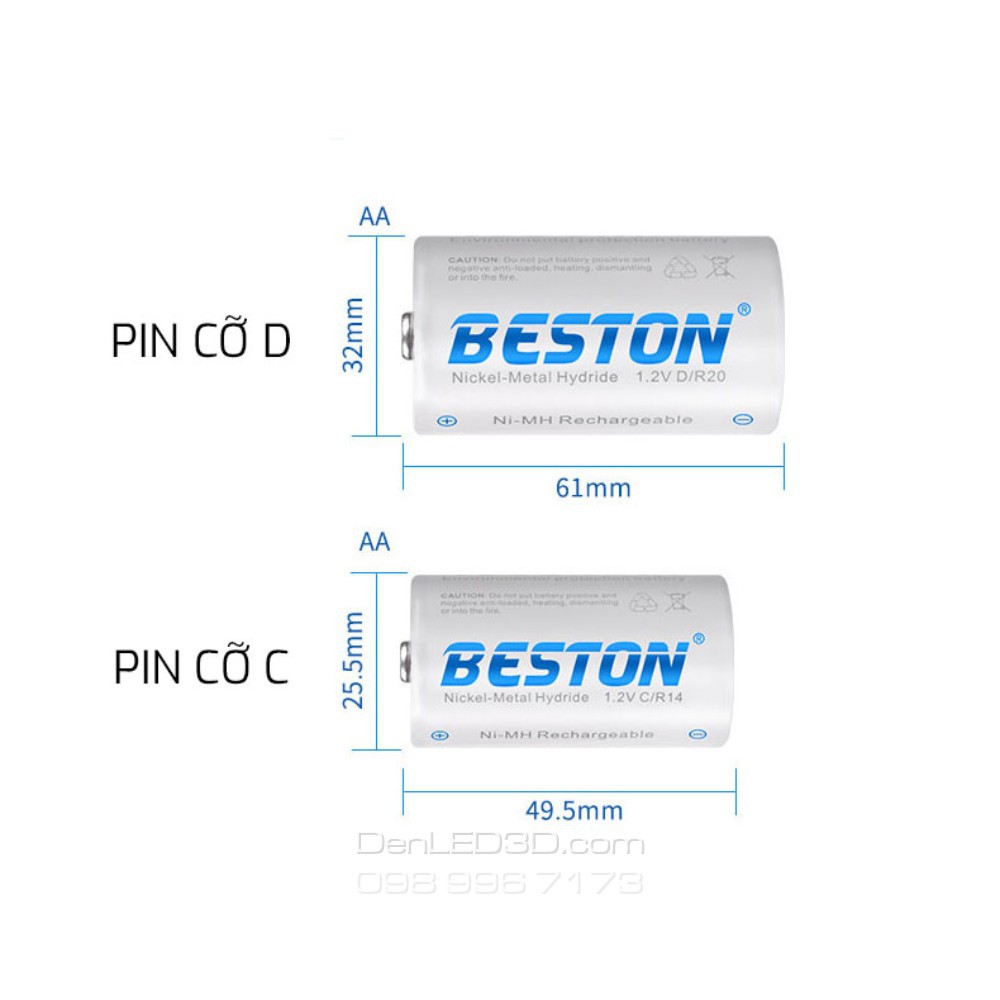 Combo Pin Sạc Beston Cỡ C/D 4000/5000mAh Kèm Sạc C821BW